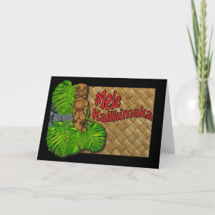 Carte Hawaiian Tiki Lauhala Mele Kalikimaka