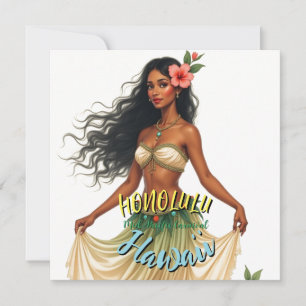 Carte Hawaiian Travel Honolulu Girl Style vintage