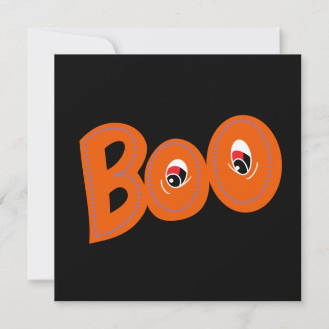Carte Hé Boo T'as eu peur Typographie Dessin Art (Devant)