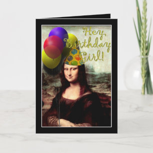 Carte Hé, Fille d'Anniversaire, Mona Lisa !