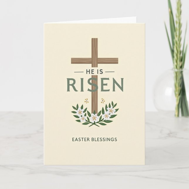 Carte He Is Risen Easter Blessings Card (Devant)
