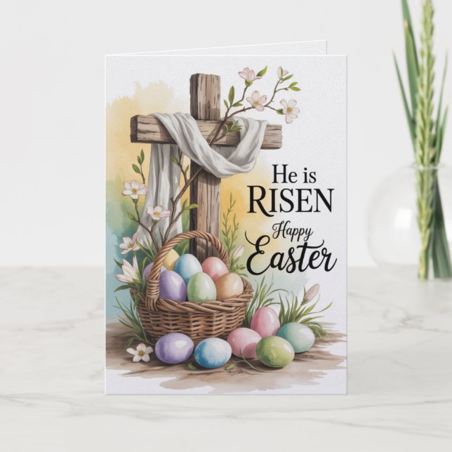 Carte He Is Risen Happy Easter Bulk Cards Church Greet (Devant)