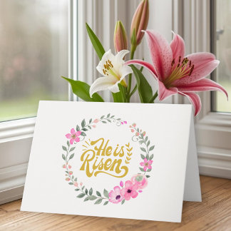 Carte He Is Risen Personalized Christian Elegant Floral 
