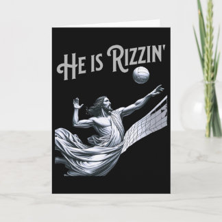Carte He Is Rizzin Jesus Playing Volleyball Funny Sports