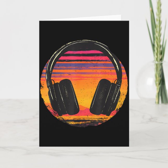 Carte Headphones Music Dj Sunset Relaxed Music Headphone (Devant)