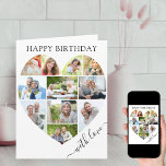 Carte Heart 11 Photo Collage avec Love Script Anniversai<br><div class="desc">Dites Joyeux Anniversaire avec un collage de photos de coeur d'amour, carte d'anniversaire personnalisée. Le modèle photo est configuré pour que vous puissiez ajouter vos images, en travaillant en ligne de haut en bas. Le collage photo contient 11 photos qui sont exposées dans un mélange de formats portrait, paysage et...</div>