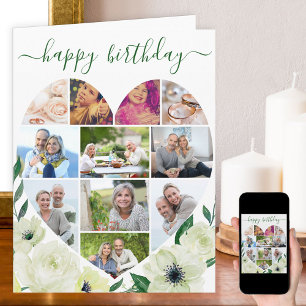 Carte Heart 11 Photo Collage Rose blanche Joyeux anniver