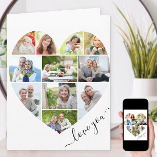 Carte Heart 11 Photo CollageLove You Script Anniversaire