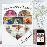Carte Heart 9 Photo Collage Mari Script Anniversaire<br><div class="desc">Disons Happy Anniversary avec un collage photo coeur d'amour, carte d'anniversaire mariage personnalisée. Le modèle photo est configuré pour que vous puissiez ajouter vos images, en travaillant en ligne de haut en bas. Le collage photo contient 9 photos qui sont exposées dans un mélange de formats portrait et paysage. "mari"...</div>