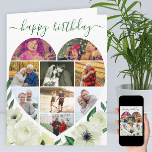 Carte Heart 9 Photo Collage Rose blanche Joyeux annivers