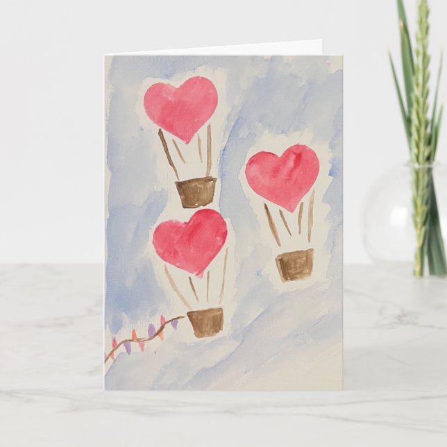 Carte Heart Air Balloons Valentine's Day Card (Devant)