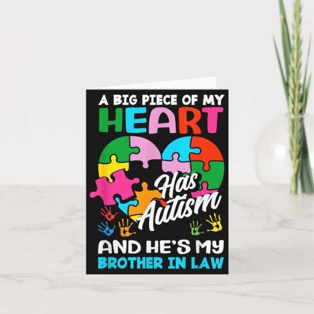 Carte Heart Brother-in-law Autism Awareness Puzzle Ece R (Devant)