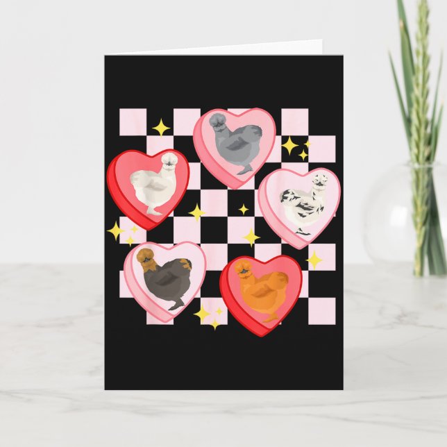 Carte Heart Candy Silkie Chicken Valentine Farmer Animal (Devant)