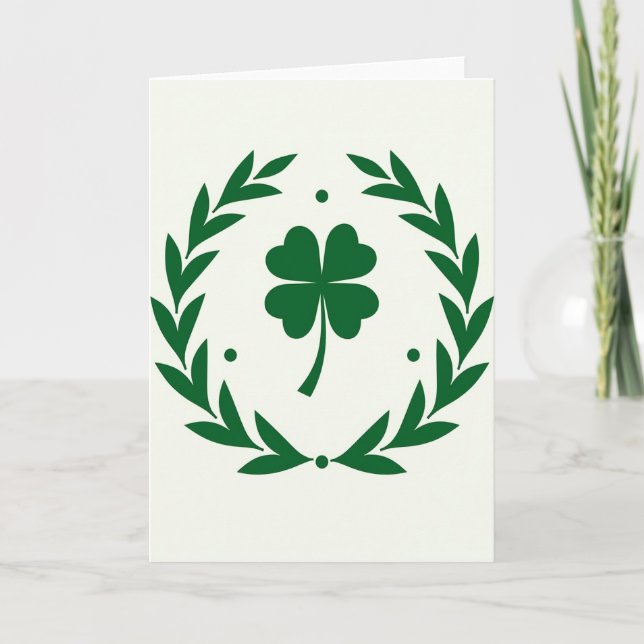Carte Heart Clover Wreath Luck Card (Devant)