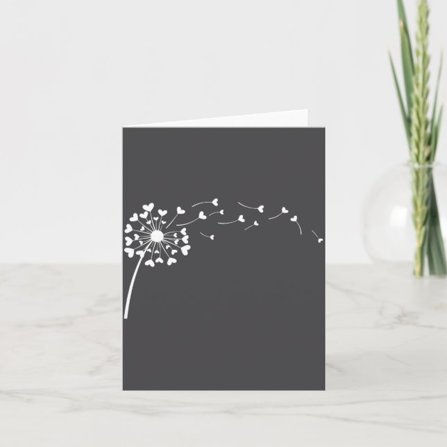 Carte Heart Dandelion Flower Love Cute Valentines Day Wo (Devant)