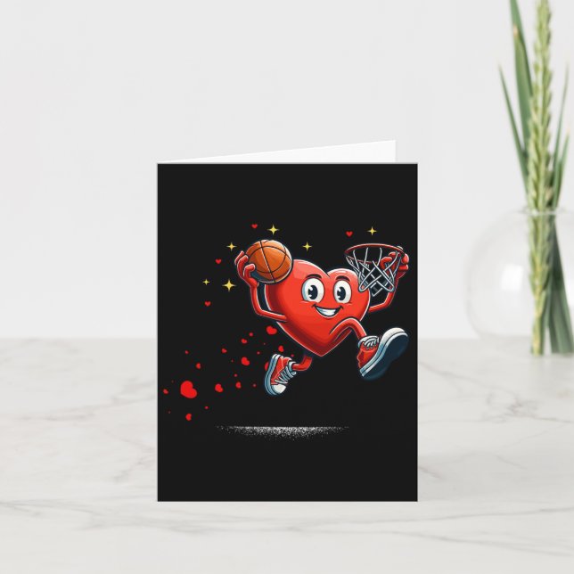 Carte Heart Dunking Valentines Day Basketball Enfants (Devant)