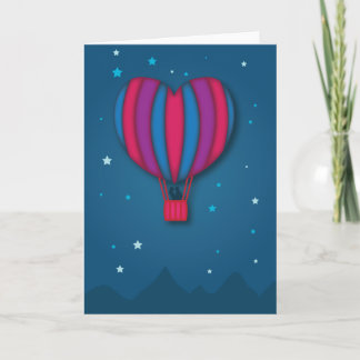 Carte Heart Hot Air Balloon Valentine's Day
