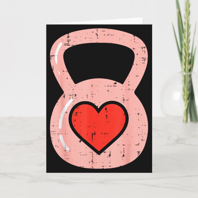 Carte Heart Kettlebell Gym Fitness Valentines Day Men Wo (Devant)