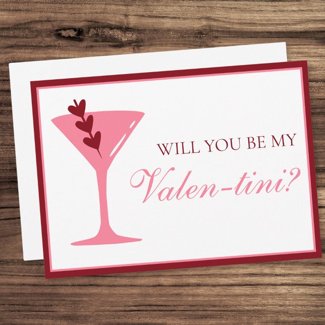 Carte Heart Martini Saint Valentin Rouge et rose (Créateur téléchargé)
