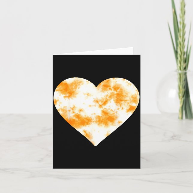 Carte Heart Orange Tie Dye - Cute Valentines Day Graphic (Devant)