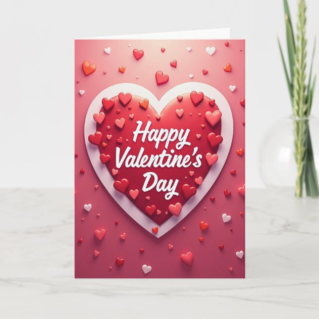 Carte Heart Pattern Valentines Day Card (Devant)