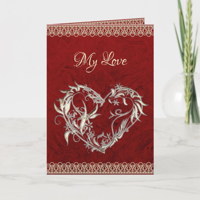 Carte Heart, Pearls & Roses Valentine (Devant)