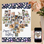 Carte Heart Photo Collage 36 Pic Hearts Tout âge Anniver<br><div class="desc">Carte d'anniversaire Heart Photo Collage, adaptée à tout âge, que vous pouvez personnaliser avec jusqu'à 36 photos différentes. Vous pouvez également ajouter le nom de la personne d'anniversaire sur le devant et votre message personnalisé à l'intérieur. Le collage photo en forme de coeur est composé de photos verticales, paysages et...</div>