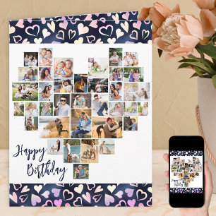 Carte Heart Photo Collage 36 Pic Hearts Tout âge Anniver