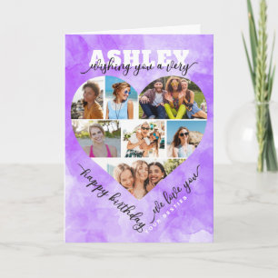 Carte Heart Photo Collage Loving Happy Birthday Card