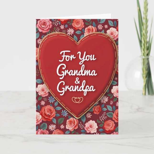 Carte Heart Roses Grandma Grandpa Card (Devant)