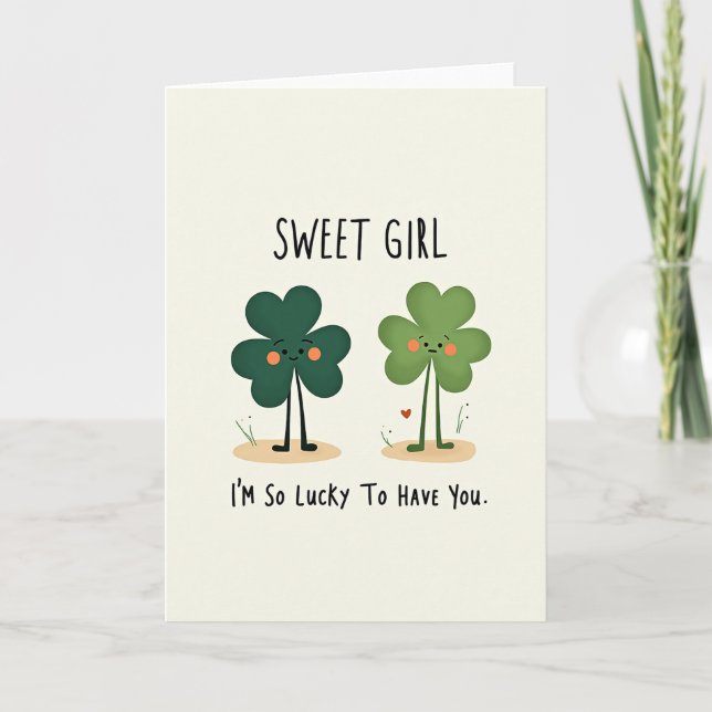 Carte Heart Shamrock Sweet Girl Card (Devant)