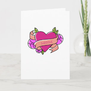 Carte Heart Tattoo MOM Love Rose Anniversaire Fête des m