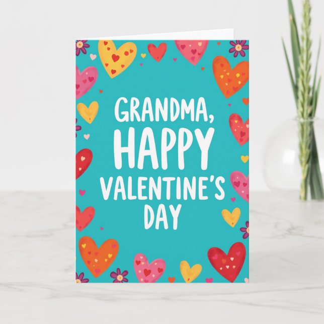 Carte Heartfelt Painted Hearts Grandma Card (Devant)