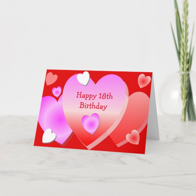 Carte Hearts Design Personnalisé 18e anniversaire (Devant)