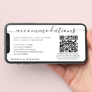 Carte Hébergement d'hôtel de mariage avec code QR