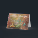 Carte Hébreu Merci Shalom Menorah<br><div class="desc">Montrez votre gratitude avec une belle menorah juive et les lettres hébraïques pour Shalom,  Paix,  et une branche d'olivier verte.</div>