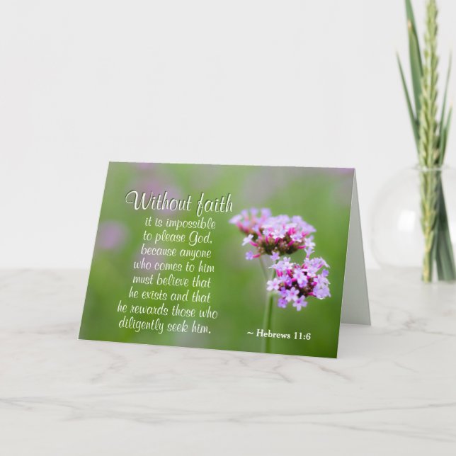 Carte Hébreux 11:6 Sans foi ne peut plaire à Dieu, Bible (Devant)