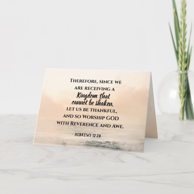 Carte Hébreux 12:28 Un royaume qui ne peut pas être seco (Devant)