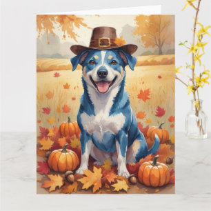 Carte Heeler Bleu À L'Automne Feuilles Thanksgiving Art