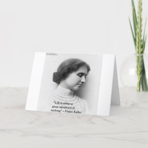 Carte Helen Keller "La vie est une aventure" Citation de