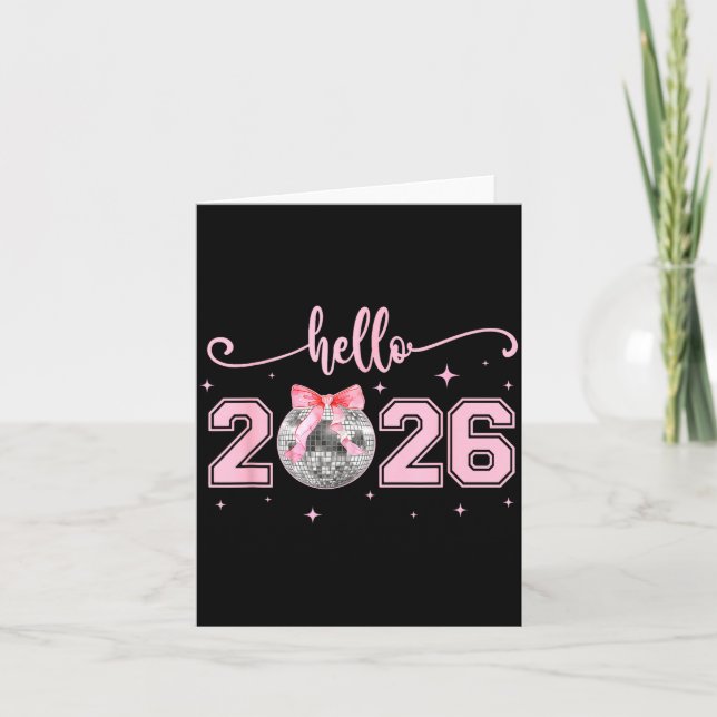 Carte Hello 2026 Cute Nk Bow 2026 New Year's Eve Party  (Devant)