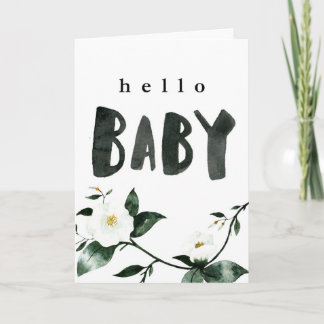 Carte Hello Baby Watercolor Floral