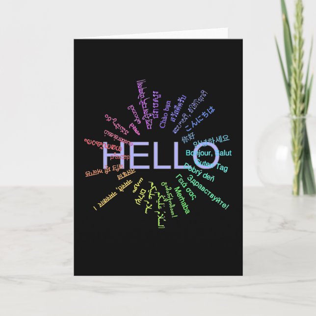 Carte Hello (Multi Language) Greeting Cards (Devant)
