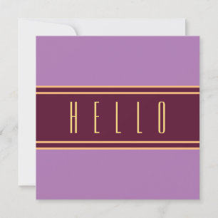 Carte HELLO Raffiné Burgundy Lavande Violet Stripes