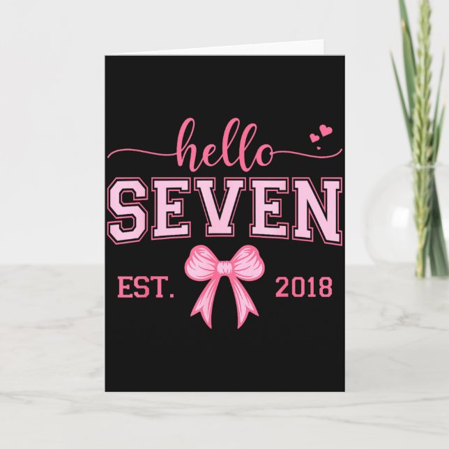 Carte Hello Seven Est 2018 Coquette Bow 7th Birthday Gir (Devant)