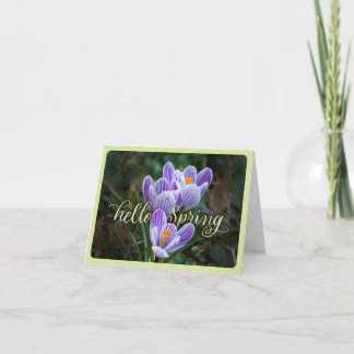 Carte "Hello Spring" et Crocuses Plied Greeting Card