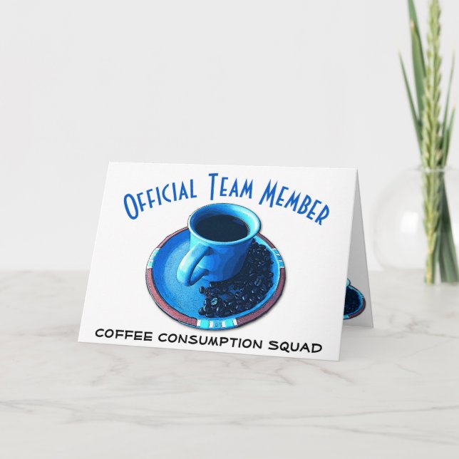 Carte Hello Team Café avec Blue Cup et Saucer Custom (Devant)