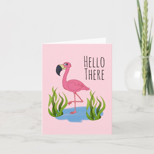 Carte Hello There Flamant rose (4,25" x 5,5) enveloppe i (Devant)