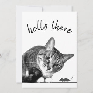 Carte Hello There & Goodbye Chat et souris mignonet drôl