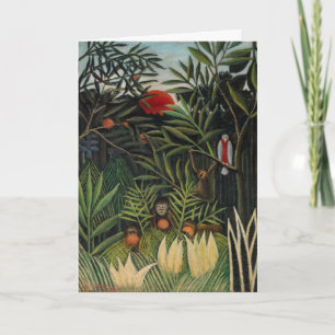 Carte Henri Rousseau - Singes & Perroquet dans la Forêt 